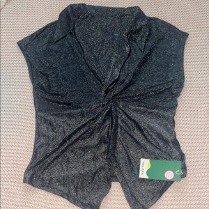 HALARA Gray Cap Sleeve knot Front Blouse